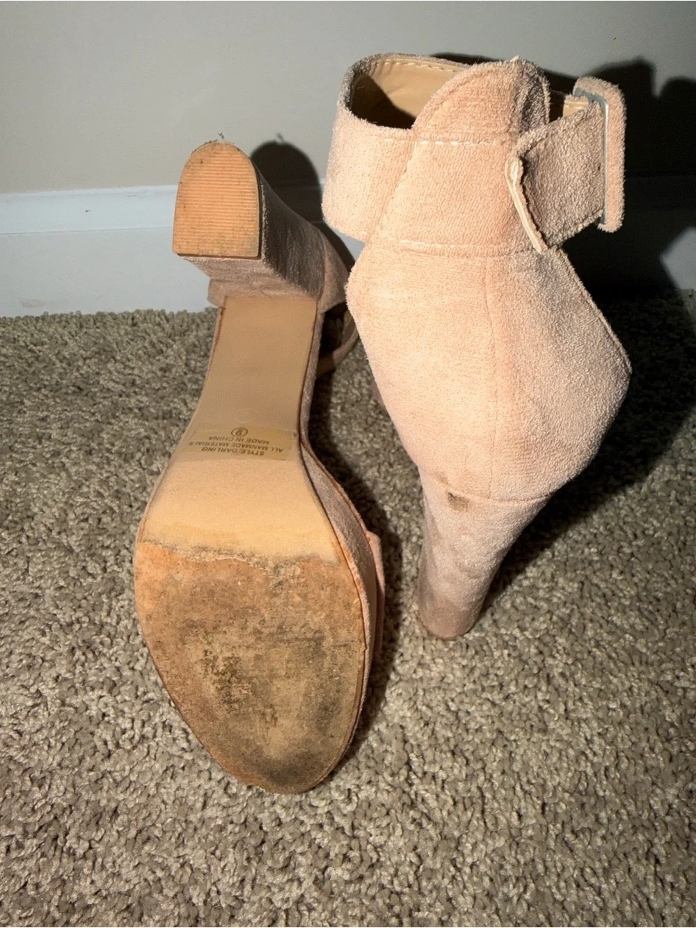 Illude Nude Suede Platform Block Heel Sandals